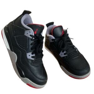 Jordan 4 Retro “Bred” Reimagined Kids Sneakers Black and Red Size 1 Youth
